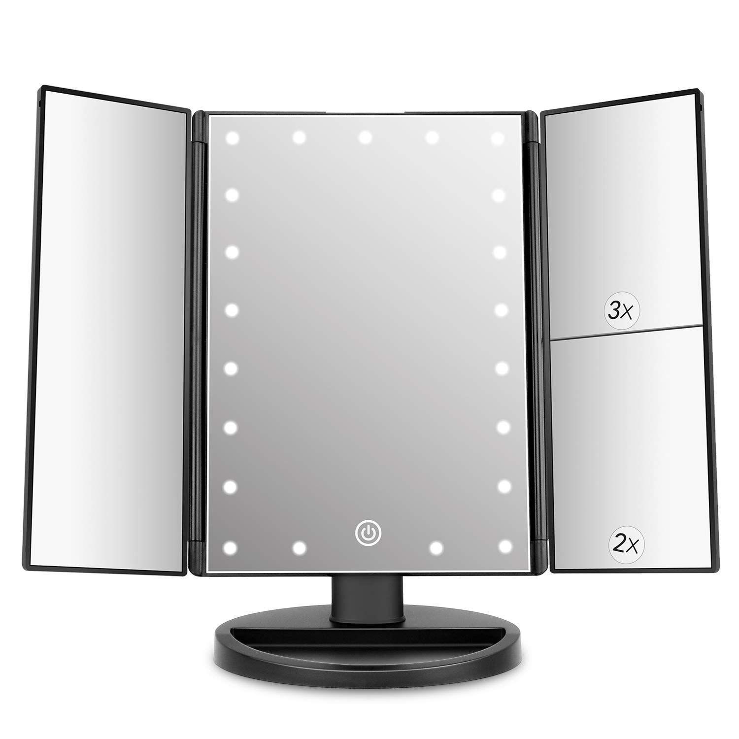 Tabletop Mount Trifold Lighted Vanity Mirror