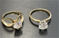 Two 14 KT Gold Rings, CZ Stones.