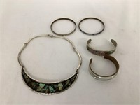 Metal Inlaid Necklace and Bracelets