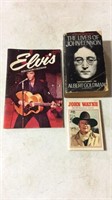 Elvis calendar, John Lennon and John Wayne books