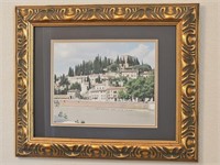 Italian Black & Gold Framed Tuscan Village Picture