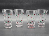 Etched Drinking Glasses w/ Red & Green