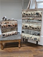 2- African Safari Theme Travel Bags + Footstool