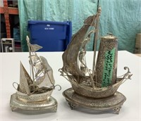 2 Vintage Stamped Ships Lamps - Cords Cut off