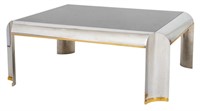 Karl Springer Style Marble Top Chrome Coffee Table