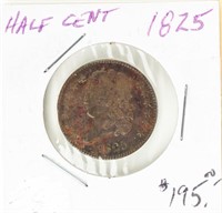 Coin 1825 Classic Head Half Cent-VF