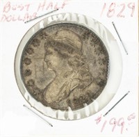 Coin 1829 Capped Bust Half Dollar VF