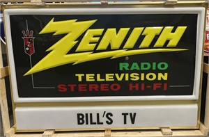 ZENITH RADIO & TELEVISION LIGHTED STORE SIGN