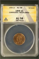 US Coins 1868 Indian Head Cent AU58 Details (Corro