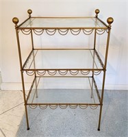 Vintage 3 Tier Brass & Glass Etagere 19x13x29T -