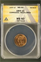 US Coins 1869 Indian Head Cent MS60 Details (Corro