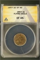 US Coins 1857 Flying Eagle Cent EF45 ANACS