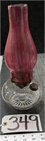 Clear Glass Oil Lamp w/ Painted Chimney