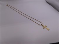 14kt Ylw Gold 19" Necklace + 1" Cross Pendant 3.4g