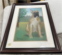 Garth Kemp Signed Pastel Painting of Dog