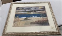 Framed Pastel Painting of Sea Shore