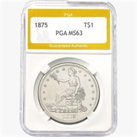 1875 Silver Trade Dollar PGA MS63