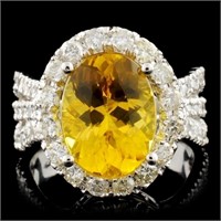 14K Gold 3.49ct Beryl & 1.35ctw Diamond Ring