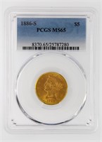 1886-S Gold $5 PCGS MS65 $3750 LIST