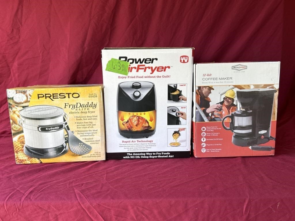 Kitchen wares 
Fry daddy 
Air fryer 
12 volt