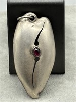 Fine Sterling & Copper Abstract Garnet Pendant