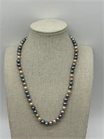 Sterling Silver Freshwater Colored Pearl Necklace