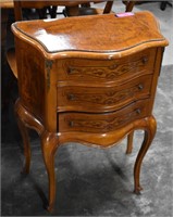 Vintage French Inlaid Burl Fruitwood Side Table