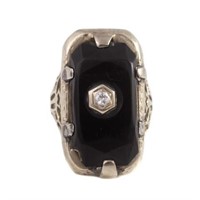 DIAMOND AND ONYX DINNER RING