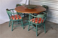 Round Wooden Table with Four Chairs