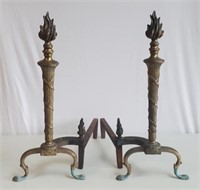 Vintage Fireplace Andirons Torches