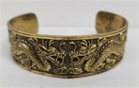 Brass double dragon bracelet