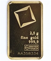 Gold 2.5g Valcambi Bar