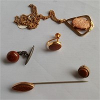 Sandstone necklace, earring & stick pin set