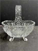 Vintage Lead Crystal Glass Basket with Handle