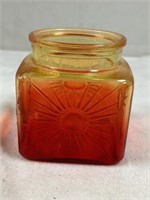 Vintage Amber To Ruby Ombre Glass Rising Sun Jar
