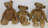 3 EARLY 20TH C MOHAIR TEDDY BEARS WITH EXCELSIOR