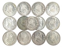 13 Mexican Silver Pesos 1957-1958