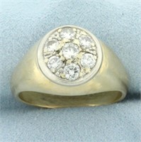 Mens Pave Diamond Ring in 14k Yellow Gold