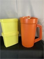 Tupperware Pitcher And Storage Canisters