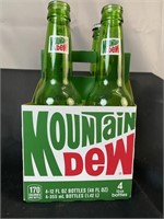 4 Vintage Mountain Dew Bottles With Carrier