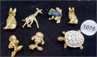7pc Vintage Animal Pin lot