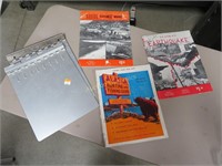 Two Aluminum Clib Boards and Vintage Magazines