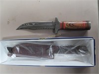 Damascus Style, Wood Handle, Fixed Blade Knife