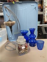 Decorative Shell, Jar of Polished Stones & Blue
