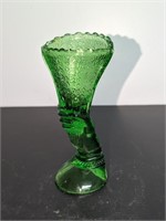 Vintage Green Glass Vase Hand Holding Bouquet