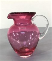 Small 6" tall Pink Glass Pitcher