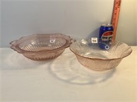 Pink Depression Glass Serving Bowls