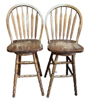 Pair of Vintage Wooden Barstools