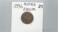 1896 Austria Two Heller gn4021