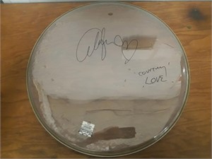 Courtney Love signed drumhead